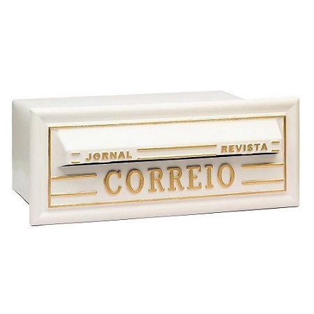 CAIXA CORREIO COR BRANCO COM DETALHE EM DOURADO N28