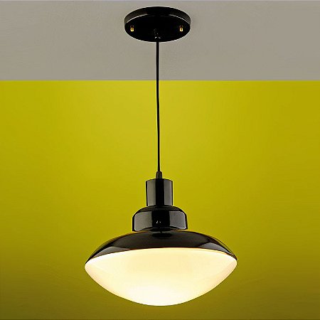 PENDENTE AÇO FOSFATIZADO 727 PRETO COM VIDRO