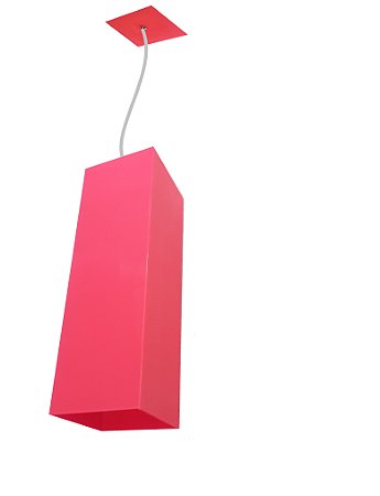 PENDENTE TUBO QUADRADO EM ACRÍLICO ROSA 10X10X3
