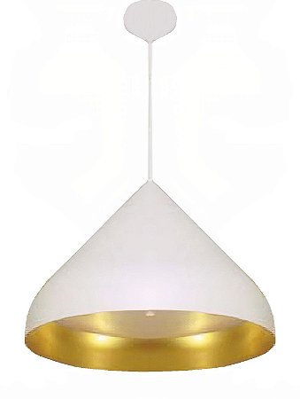 PENDENTE 5866 BRANCO COM DOURADO E COM VIDRO