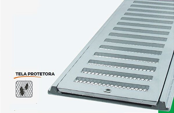 GRELHA PARA ESCOAMENTO LEVE COM PARAFUSO E TELA 10X100 ESCOVADO