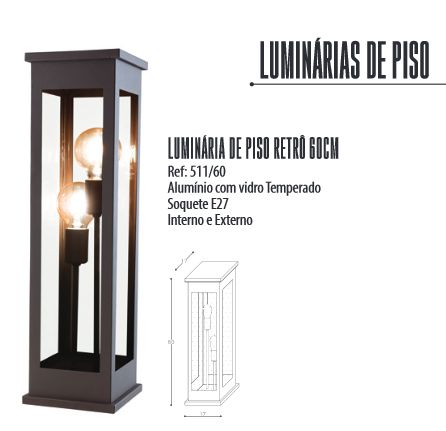LUMINÁRIA PISO RETRO 60CM MARROM 511/60