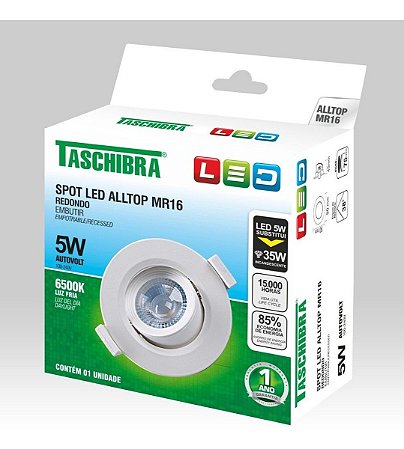 SPOT EMBUTIR REDONDO LED 5W BF TASCHIBRA