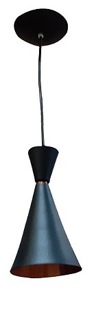 PENDENTE VIC LUX F1 COR PRETO COM DETALHE EM COBRE