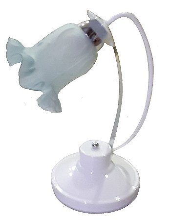 ABAJUR  BRANCO COM DETALHE EM CROMADO COM TULIPA