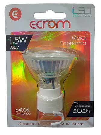 LÂMPADA LED MODELO DICROICA GU10 1,5W 220V BRANCA