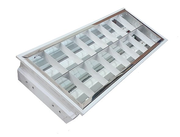 LUMINÁRIA EMBUTIR ECP T-8 2X20W F-203020 COMPLETA