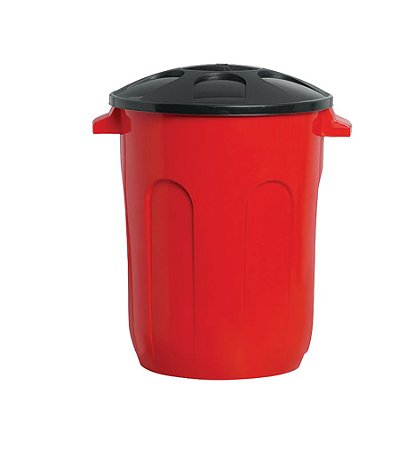 CESTO FECHADO COM TAMPA 60L VERMELHA