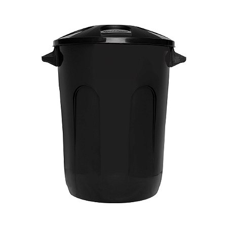 CESTO FECHADO COM TAMPA 30L PRETO ECO NATURE