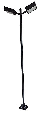 POSTE AÇO FOSFATIZADO QUADRADO 2 LÂMPADA 2.5M PRETO P-83