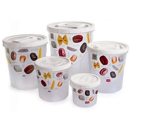 CONJUNTO COM 5 POTES MANTIMENTOS DECOR GRAOS ROSCA