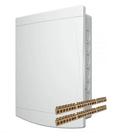 QUADRO DE DISTRIBUIÇÃO EMBUTIR  12/16 PTA BRANCA  COM BARRAMENTO