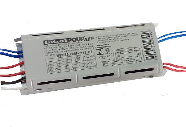 REATOR ELETRÔNICO 2X40 POUP AFP BIVOLT CINZA