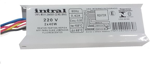 REATOR PARTIDA RÁPIDA DUPLO AR-2X40.220.60