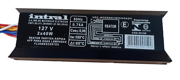 REATOR CONVENCIONAL 2X40X127V INTRAL