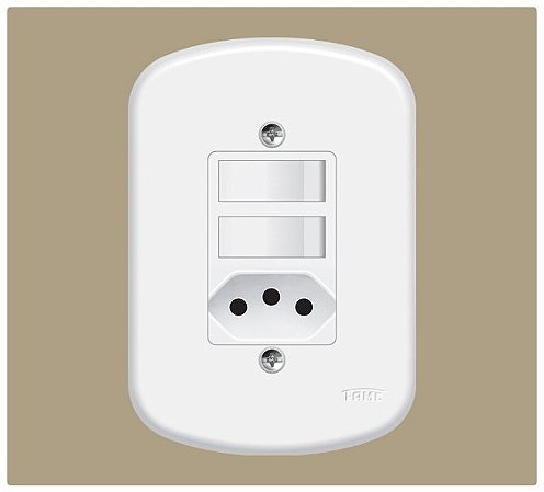 CONJUNTO FAME BLANC 4X2 1 INTERRUPTOR SIMPLES MAIS 1 PARARELO MAIS TOMADA 20A