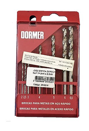 JOGO BROCA DORMER AÇO RÁPIDO 7PÇS 2MM A 6,5MM