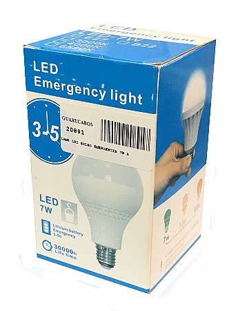 LÂMPADA LED BULBO EMERGÊNCIA 7W A70