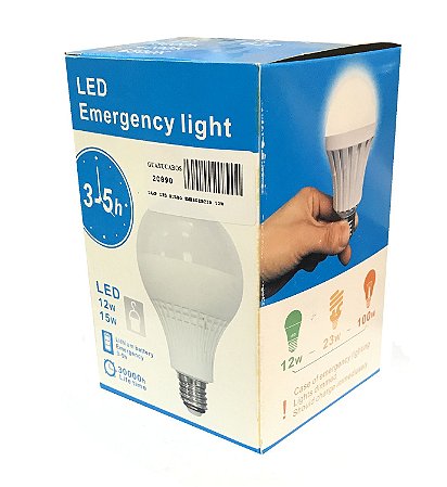 LÂMPADA LED BULBO EMERGÊNCIA 12W A120
