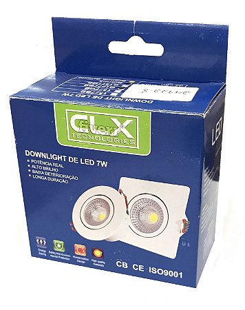 SPOT LED EMBUTIR QUADRADO 7W BRANCA FRIA CLX