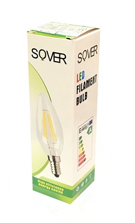 LÂMPADA VELA FILAM E14 2W BRANCO QUENTE 2400K SOVER