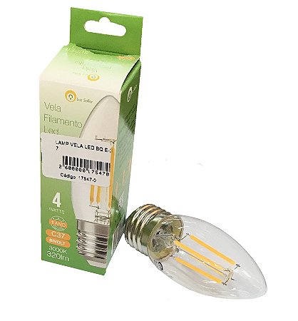 LÂMPADA VELA LED BRANCA QUENTE 3000K 4,9W E27 LUZ SOLLAR