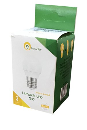 LÂMPADA LED 3W BULBO BRANCO QUENTE 3000K LUZ SOLLAR