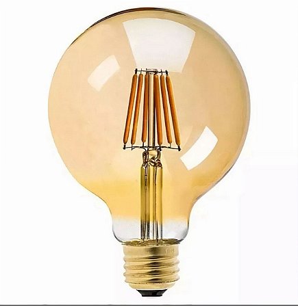 LÂMPADA FILAMENTO LED G-80 AMBAR