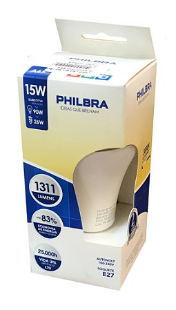 LÂMPADA LED BULBO 15W BRANCO QUENTE 3000K PHILBRA