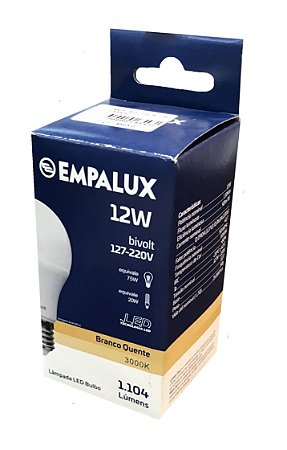 LÂMPADA LED BULBO 12W BRANCO QUENTE 3000K EMPALUX