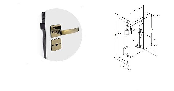 FECHADURA SOPRANO PALI RETA BANHEIRO ANTIQUE BRASS ROS25 REF: 03003077615