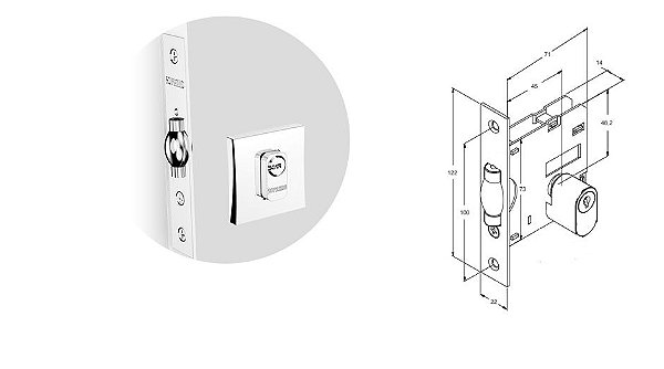 FECHADURA SOPRANO PIVOTANTE ROSETA QUADRADA CHPK