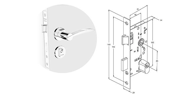 FECHADURA SOPRANO HORUS RETA EXTERNA CROMADO ROS22 REF: 03001078217