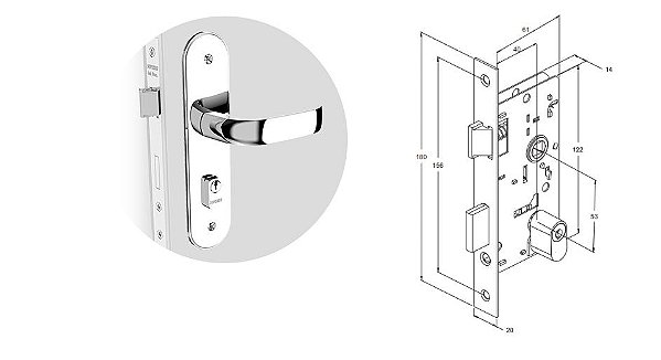 FECHADURA SOPRANO ICARO RETA EXTERNA CROMADO ESP43 REF:03001079517