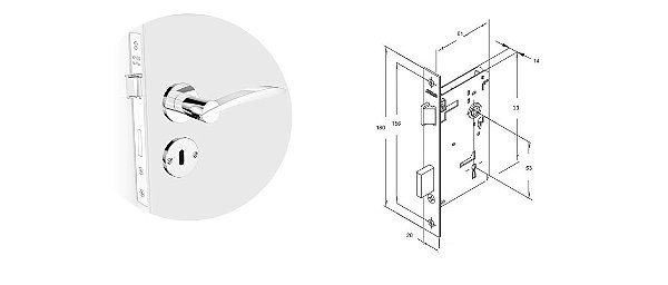 FECHADURA SOPRANO HORUS INTERNA CROMADO REF: 03002078217