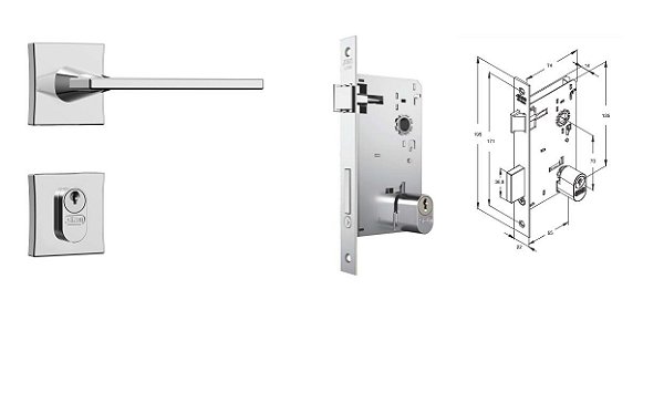 FECHADURA STAM CLASSIC 3000 ROSETA QUADRADA CROMADA EXTERNA