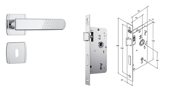 FECHADURA STAM 813/21 ROSETA QUADRADA INOX INTERNA