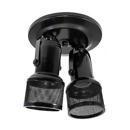 SPOT PARA 2 LÂMPADAS TELINHA PRETO