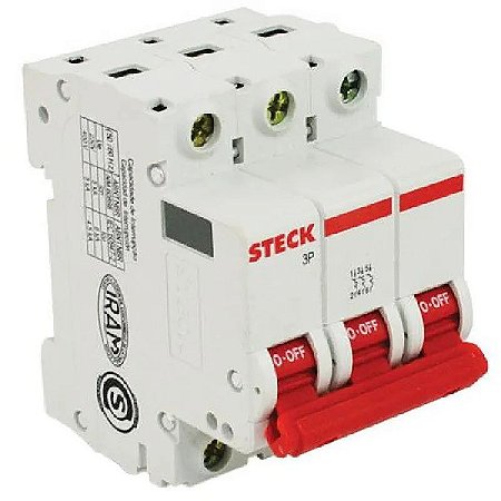 DISJUNTOR DIN TRIPOLAR STECK CURVA C 80 A