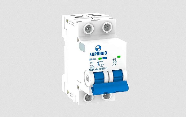 DISJUNTOR DIN BIPOLAR SOPRANO CURVA C 63A (CEMIG)