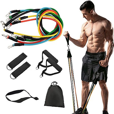 Kit Elástico Musculação Crossband 11 peças elásticos exercício fitness  multifuncional Treino em casa - Cronos Esporte