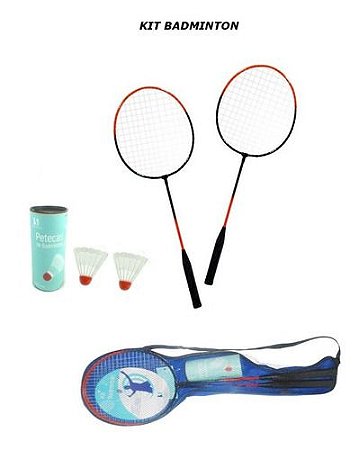 Badminton Kit Profissional Com 2 Raquetes 2 Petecas e Bolsa para Transporte