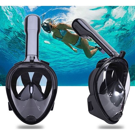 Snorkel Full Face com suporte a  GO PRO Máscara de mergulho para o Rosto Completo