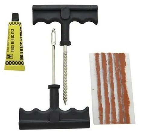 Kit Reparo Remendo Para Pneu Carro e Moto Sem Câmara