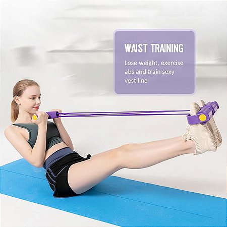 Elástico Extensor com Apoio para Pés para Treino Exercício Musculação
