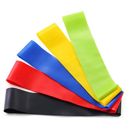 5 Mini band elastico de exercícios fitness (5 unidades) Academia Faixa elastica treino Kit