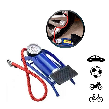 Bomba de Ar com Pedal Portátil Para Pneu Bola Bicicleta Carro