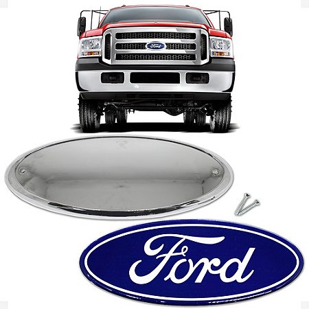 Emblema Grade Radiador F250/ F350/ F4000 07 A 16 Resinado Parafuso
