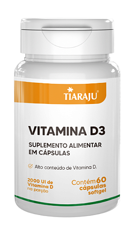 Vitamina D3 - 60 Cápsulas Softgel - TIARAJU