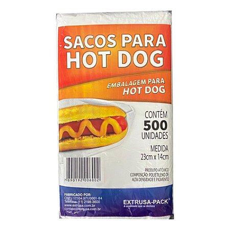 Sacos Para Hot Dog 23cm X 14cm Com 500 Unidades